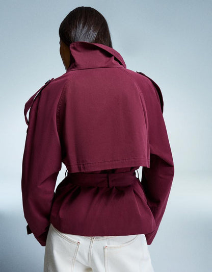 Women's Double Breasted Cropped Trench Coat