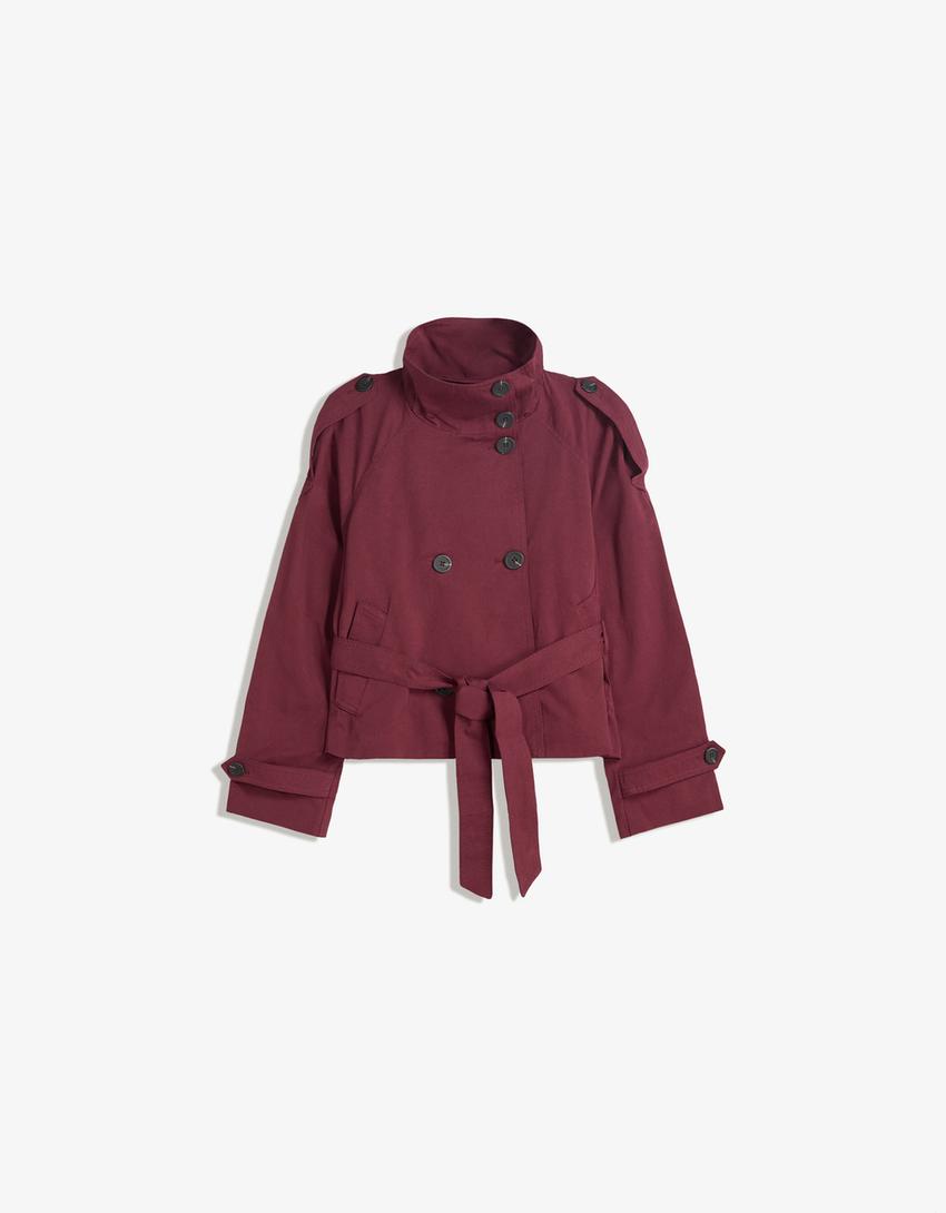 Women's Double Breasted Cropped Trench Coat