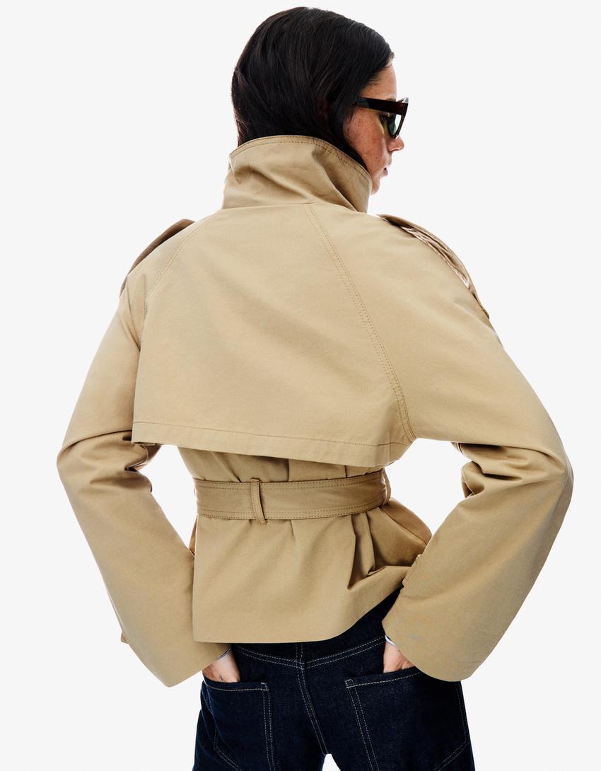 Women's Double Breasted Cropped Trench Coat