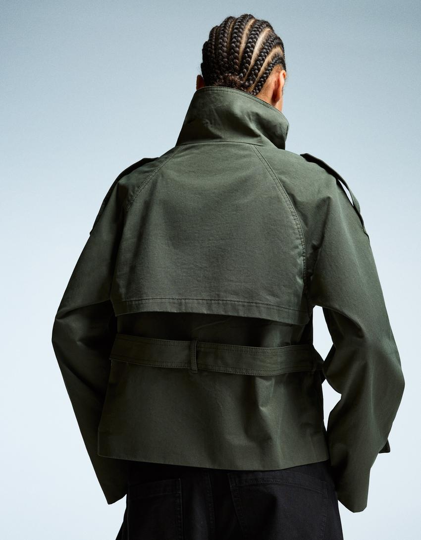 Women's Double Breasted Cropped Trench Coat