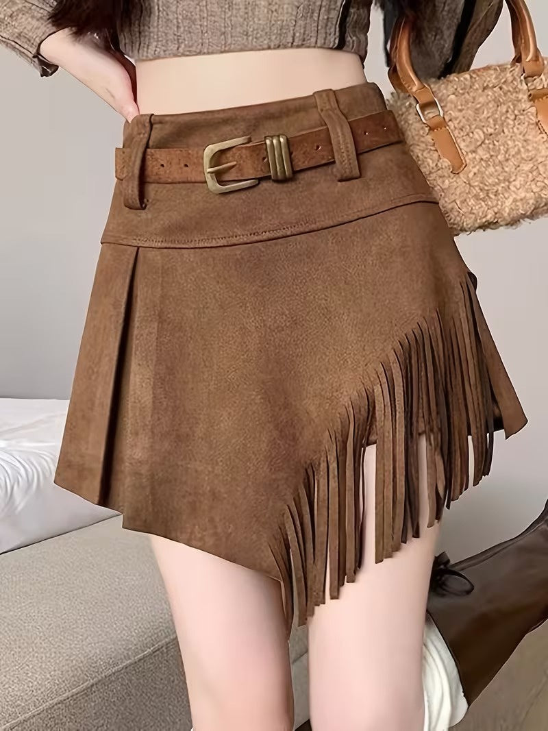 Women’s High-Waist Mini Skirt with Asymmetrical Hem