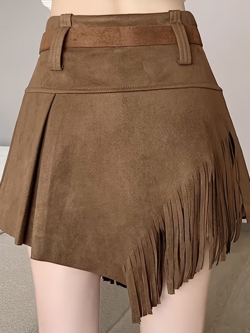 Women’s High-Waist Mini Skirt with Asymmetrical Hem