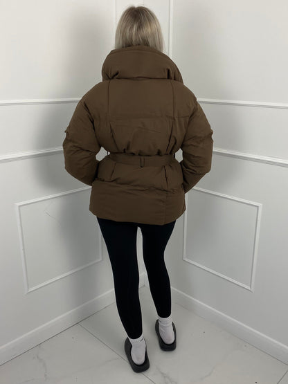 Women's Short Belted Puffer Jacket