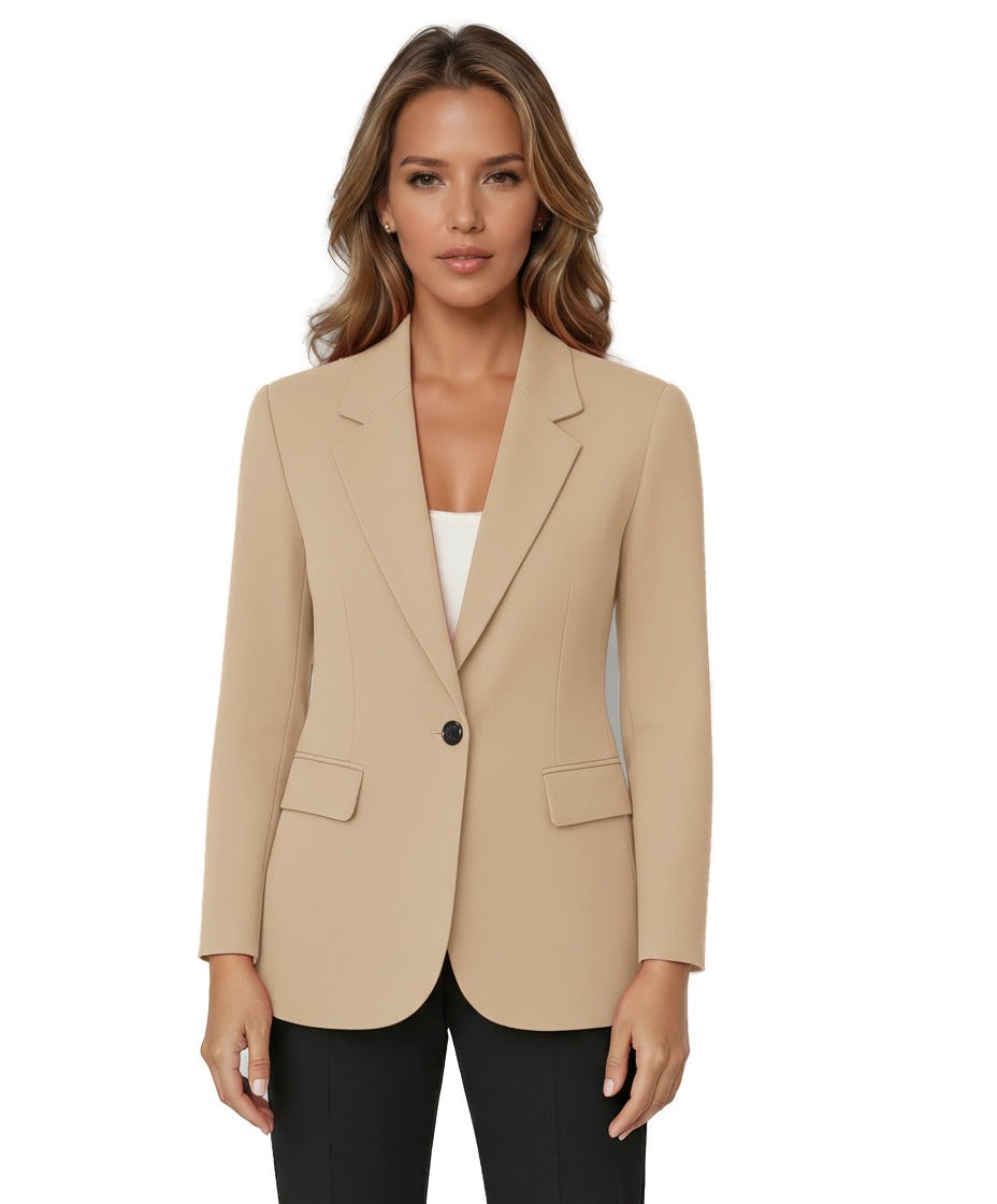 Women's Single Button Tailored Blazer - Beige