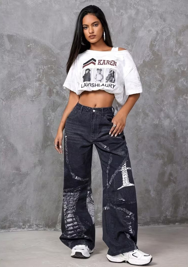 Women’s Wide-Leg Pants with Graphic Prints