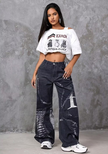 Women’s Wide-Leg Pants with Graphic Prints