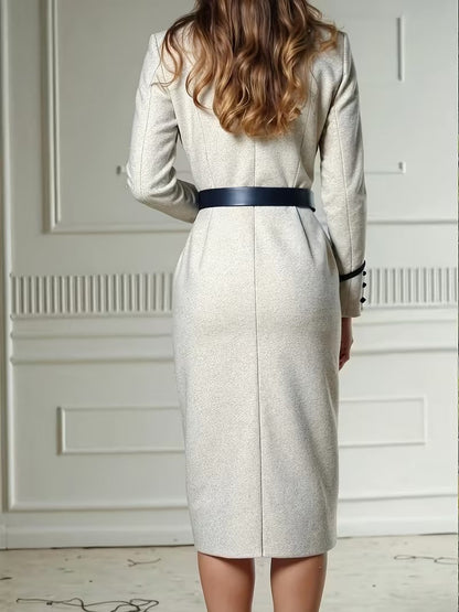 Women’s Wrap-Style Midi Dress with Belt