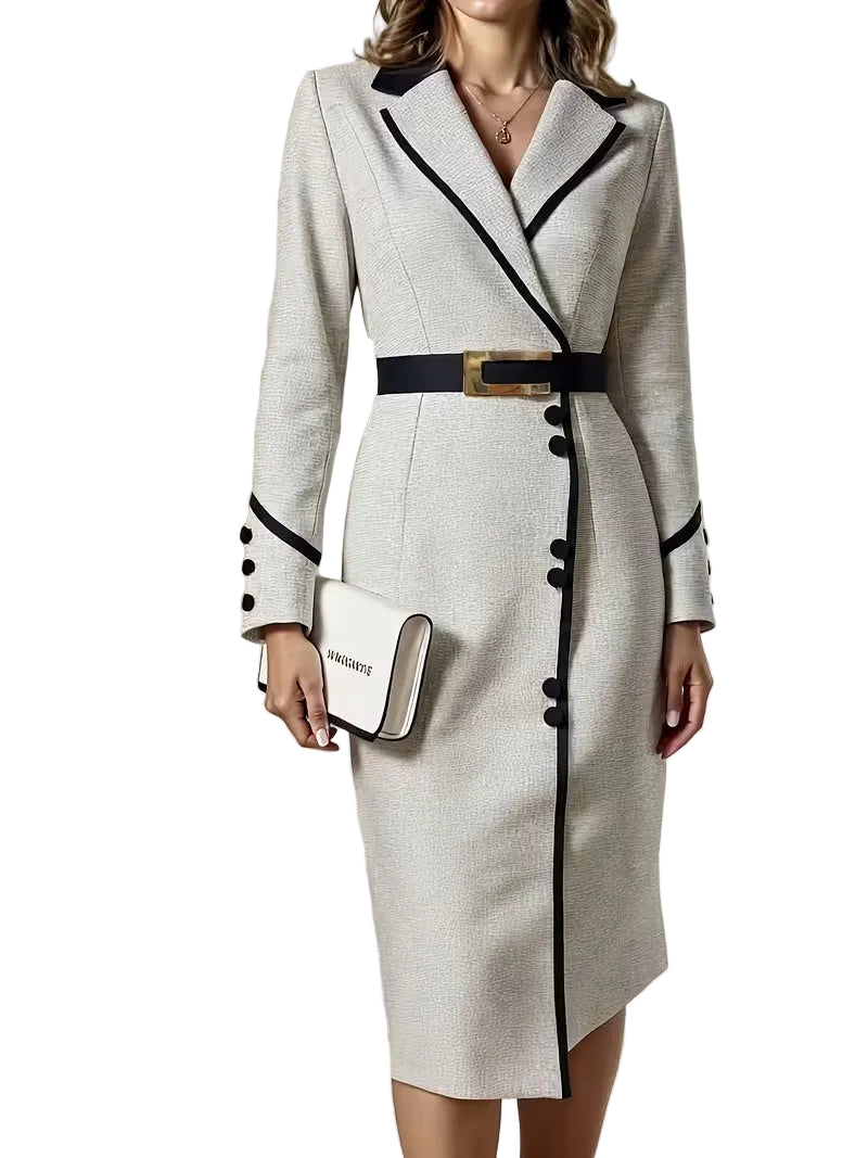 Women’s Wrap-Style Midi Dress with Belt