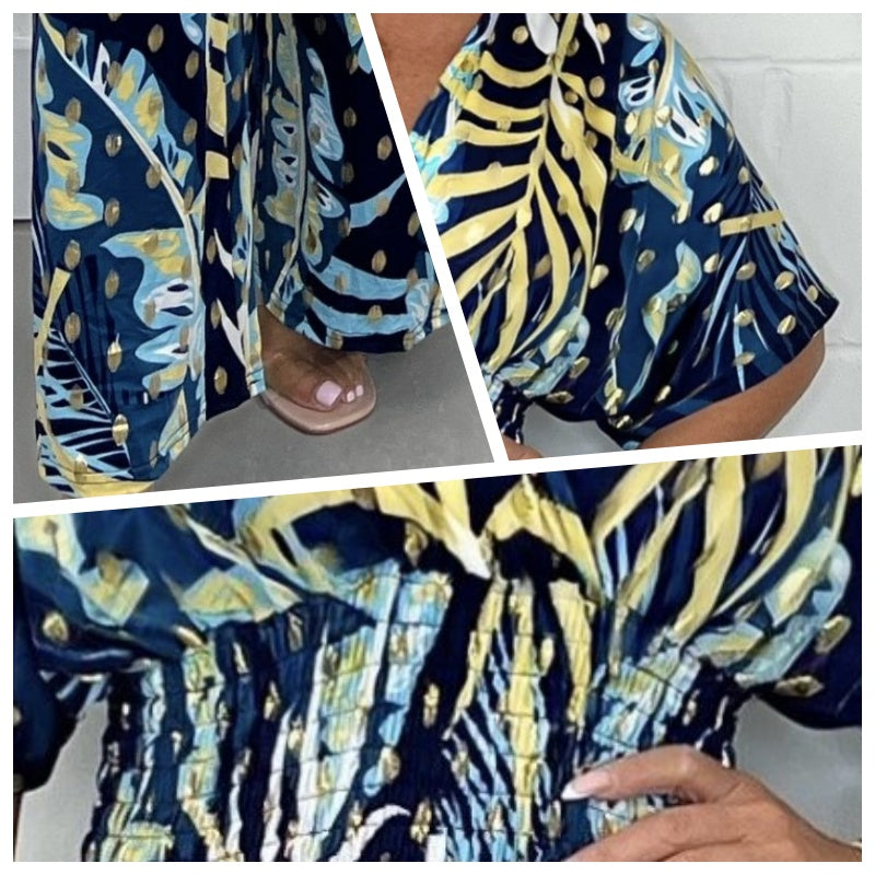 Natalia™ - Tropical Leaf Print Jumpsuit - Bandorial