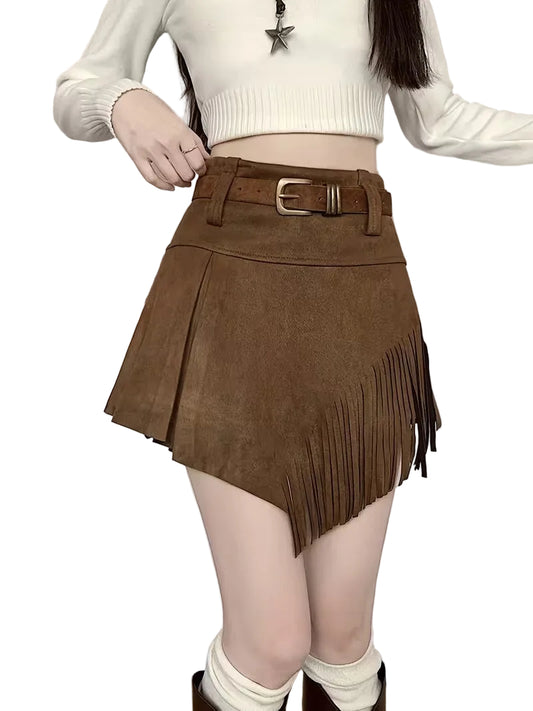 Women’s High-Waist Mini Skirt with Asymmetrical Hem