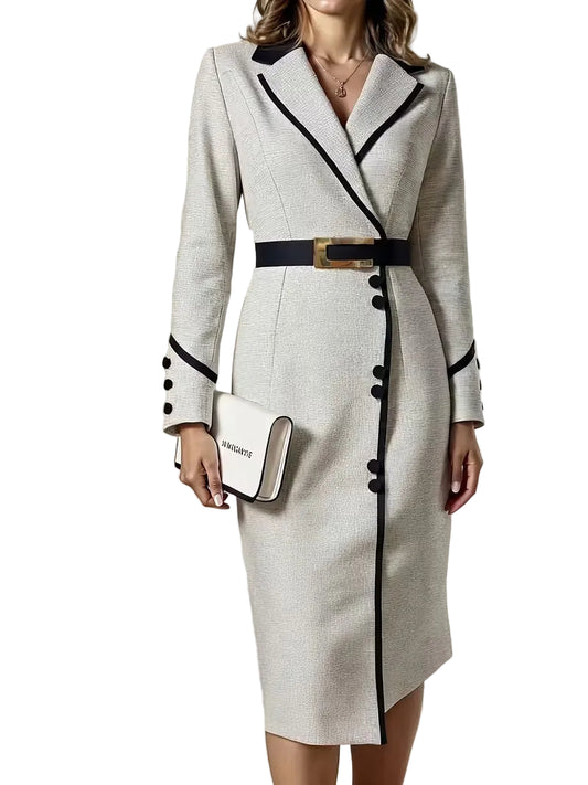 Women’s Wrap-Style Midi Dress with Belt