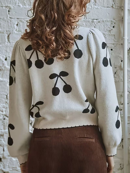 Women’s Cherry Pattern Button-Front Top