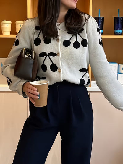 Women’s Cherry Pattern Button-Front Top