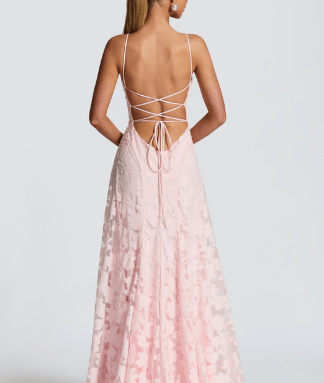 Women's Floral Spaghetti Strap Open Back Maxi Dress in White