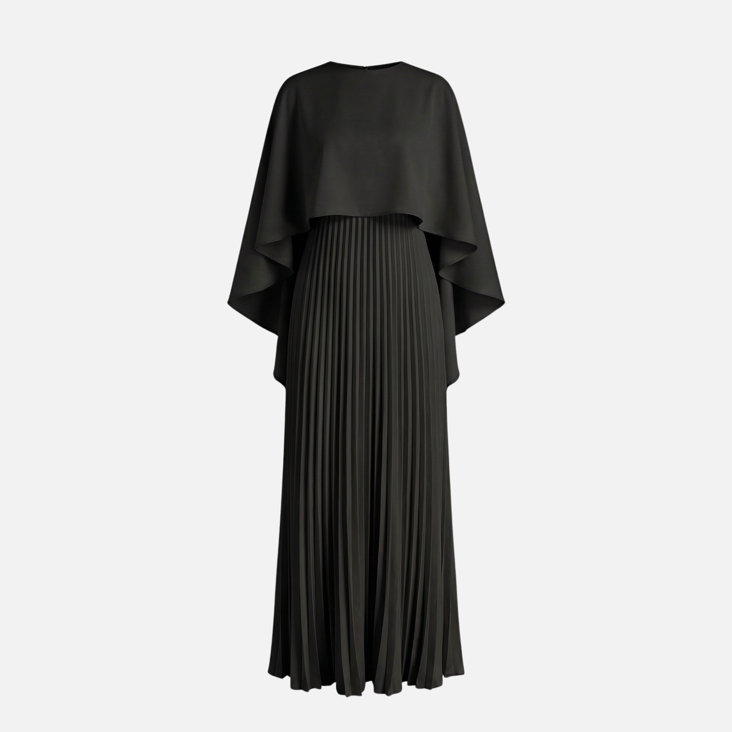 Women's Formal Cape Overlay Pleated Maxi Dress in Red