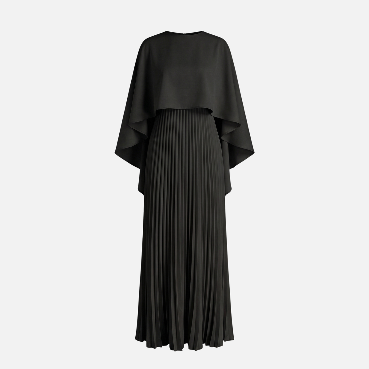 Women's Formal Cape Overlay Pleated Maxi Dress in Red
