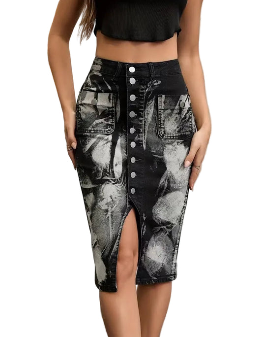 Women’s Knee-Length Skirt with Abstract Pattern
