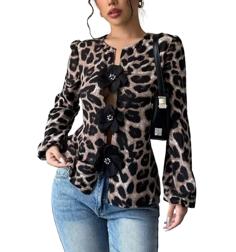 Women’s Spotted Top with Flower Accents