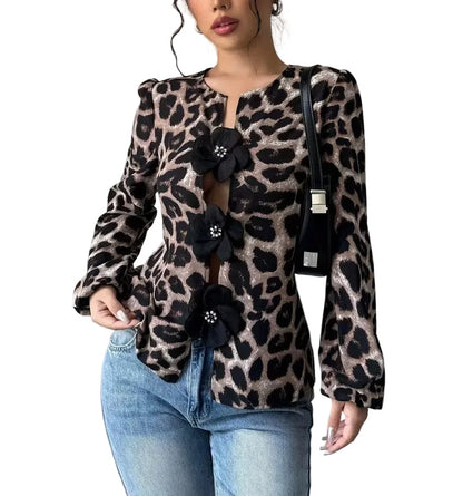 Women’s Spotted Top with Flower Accents