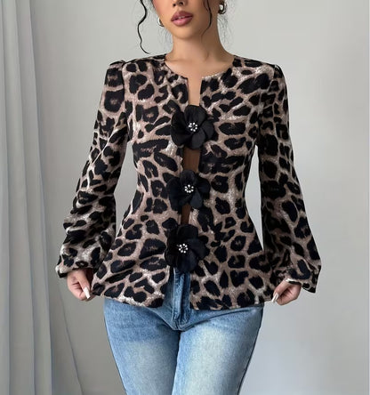 Women’s Spotted Top with Flower Accents