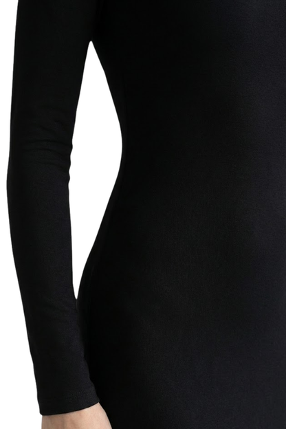 Women's Formal Square Neck Long Sleeve Maxi Dress in Black