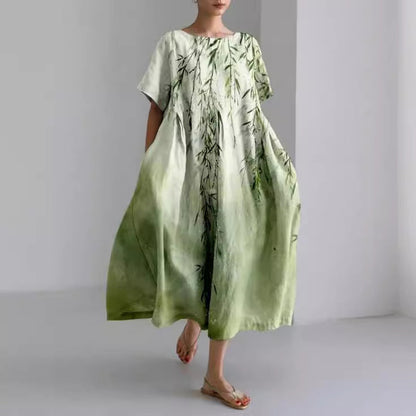Women's Garden Party Floral Midi Dress in Cream
