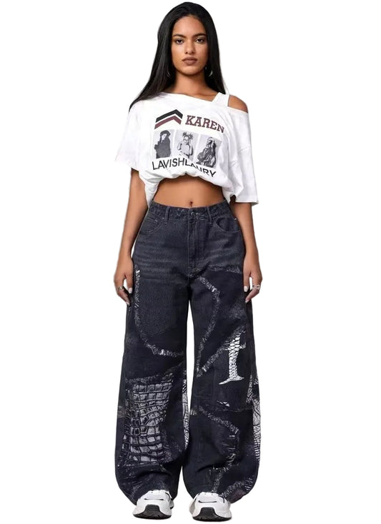 Women’s Wide-Leg Pants with Graphic Prints